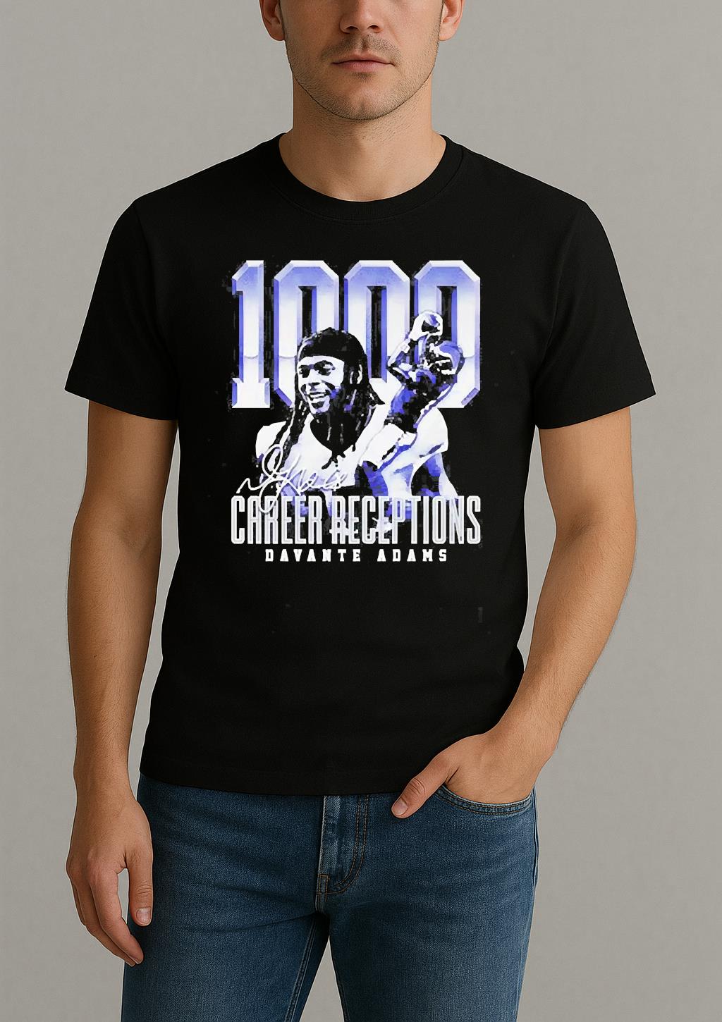 1000 Career Receptions Signature Davante Adams Shirt by Bino Shirt – Custom Graphic T-Shirt