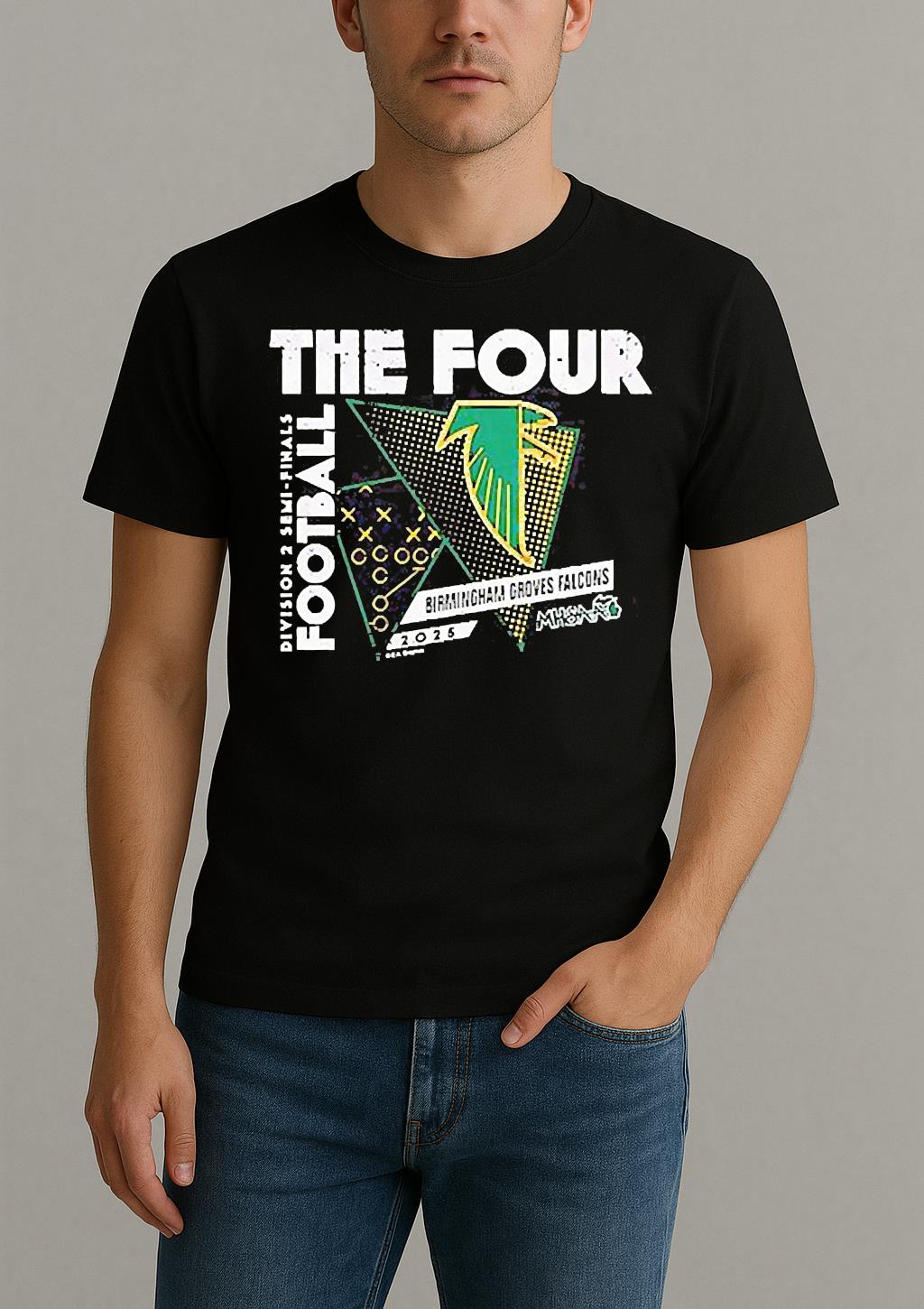 Birmingham Groves Falcons The Four 2025 Mhsaa Football D2 Finals Shirt by Bino Shirt – Custom Graphic T-Shirt