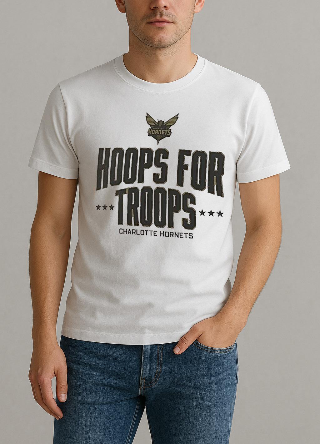 Charlotte Hornets Hoops For Troops Shirt by Bino Shirt – Custom Graphic T-Shirt
