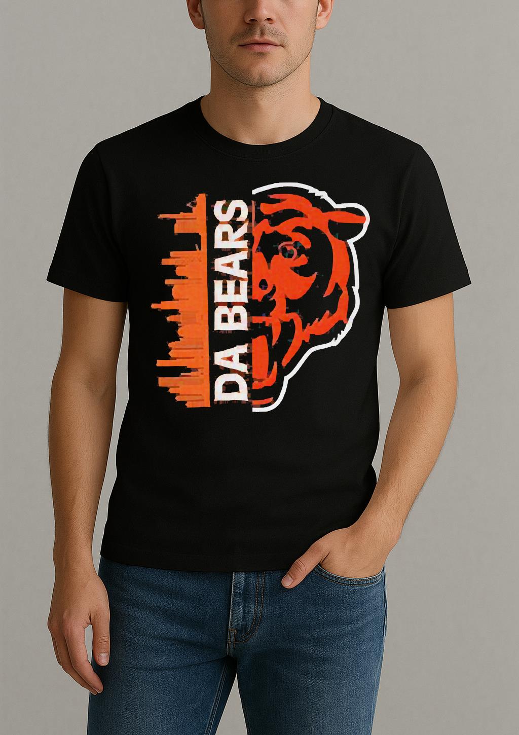 Da Bears Graphic Chicago Football City Skyline Shirt by Bino Shirt – Custom Graphic T-Shirt