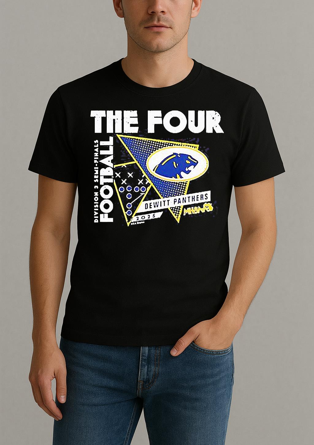 Dewitt Panthers The Four 2025 Mhsaa Football D3 Finals Shirt by Bino Shirt – Custom Graphic T-Shirt