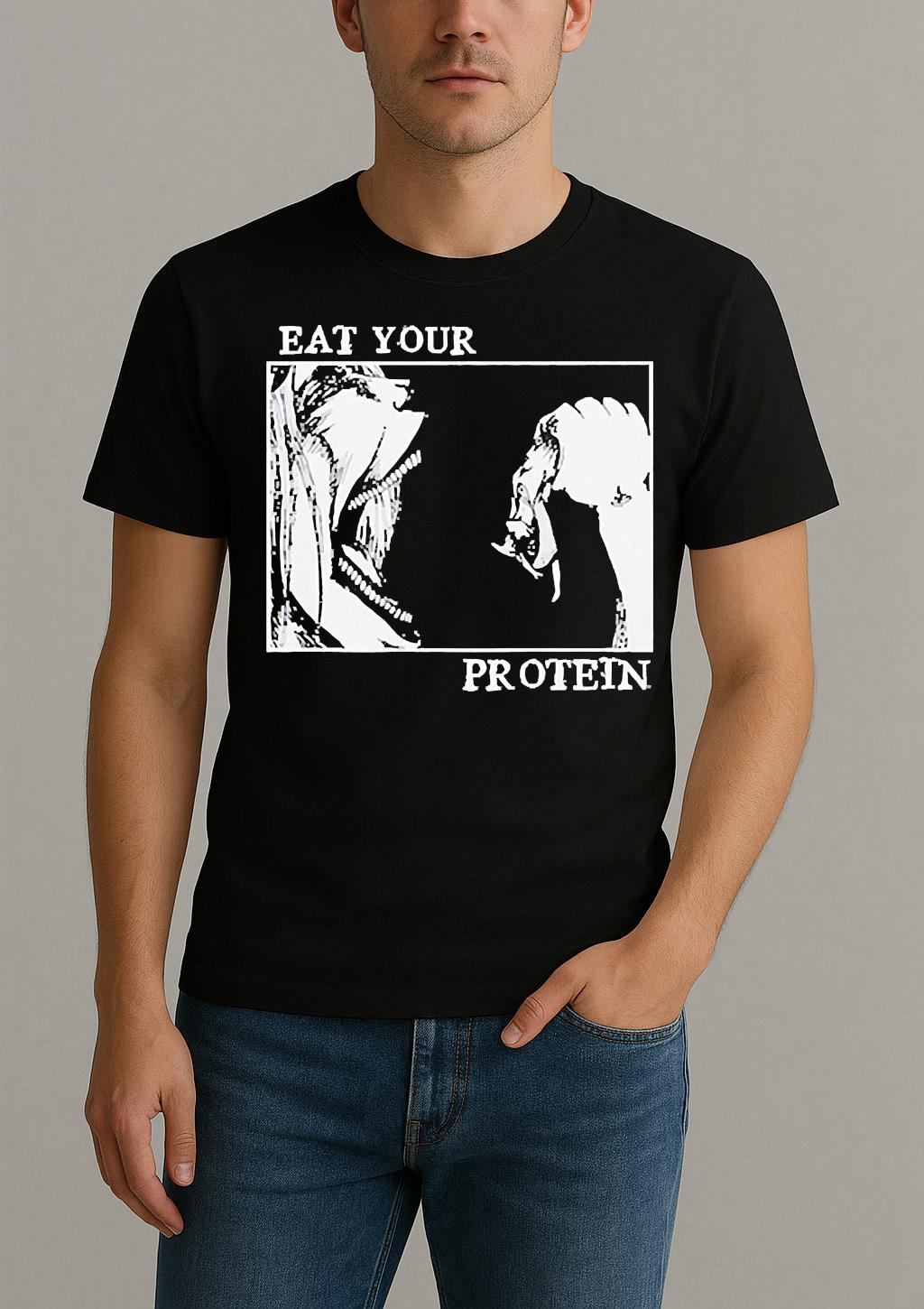 Eat Your Protein Shirt by Bino Shirt – Custom Graphic T-Shirt