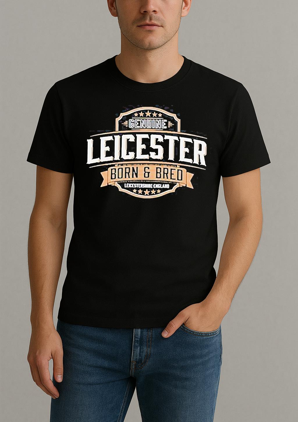 Genuine Leicester Born And Bred Logo Shirt by Bino Shirt – Custom Graphic T-Shirt