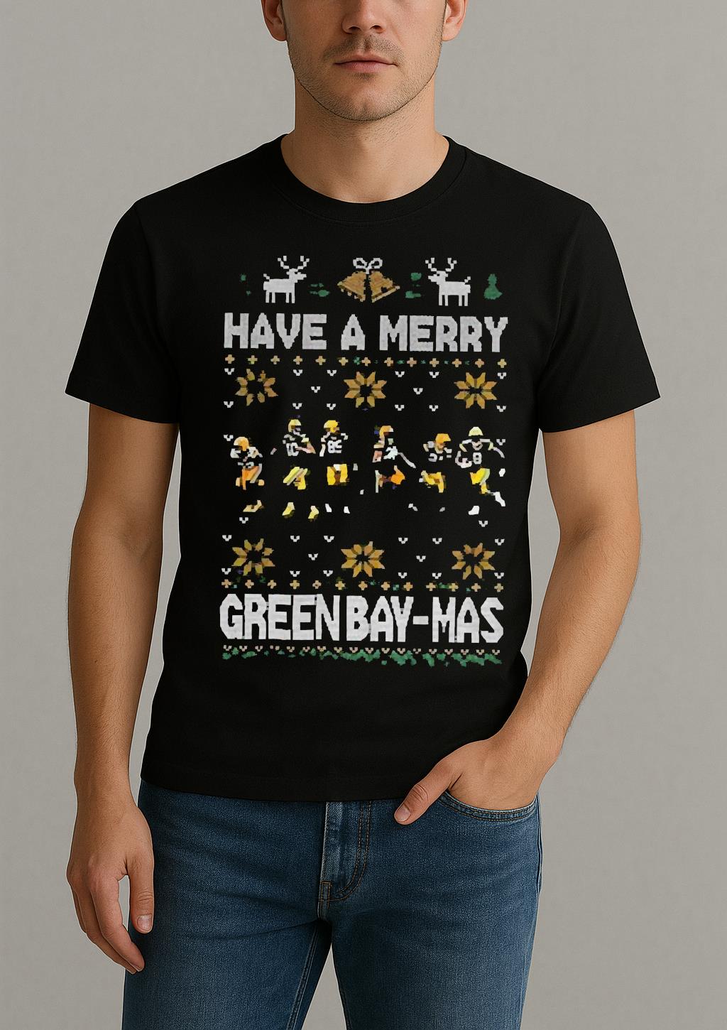 Green Bay Packers Have A Merry Green Bay Mas Merry Christmas Shirt by Bino Shirt – Custom Graphic T-Shirt