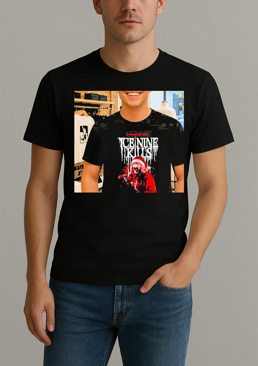 Ice Nine Kills X Terrifier A Work Of Art Christmas Horror Shirt by Bino Shirt – Custom Graphic T-Shirt