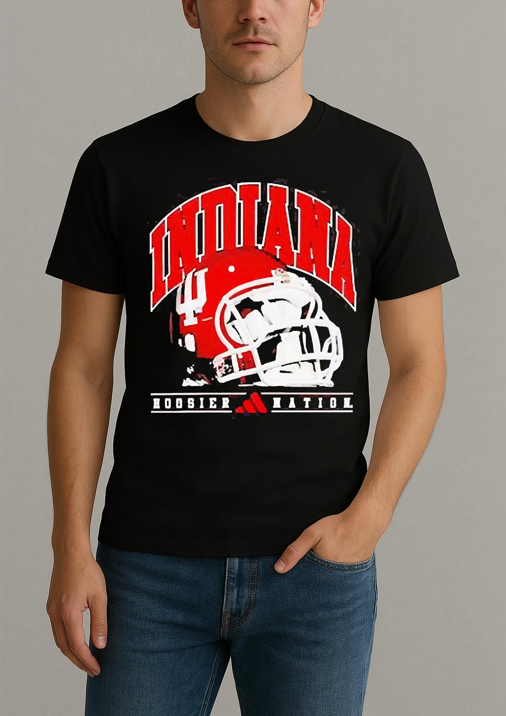 Indiana Hoosiers Nation Helmet Football T Shirt  by Bino Shirt – Custom Graphic T-Shirt