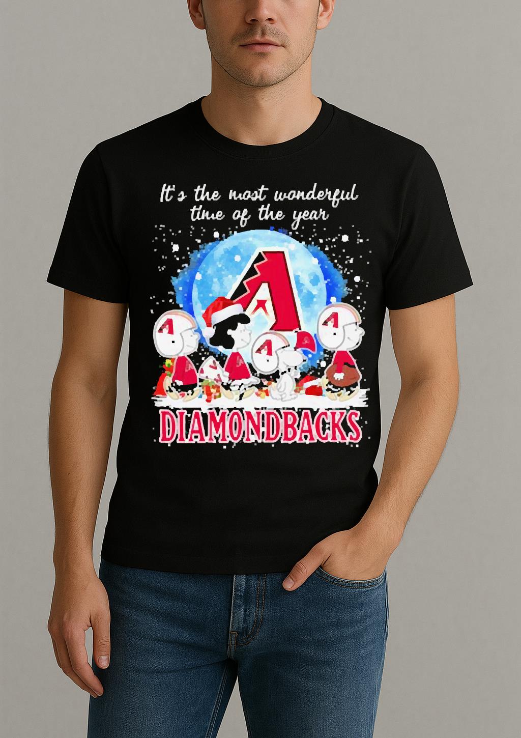 Its The Most Wonderful Time Of The Years Peanuts Characters X Arizona Diamondbacks Merry Christmas T Shirt by Bino Shirt – Custom Graphic T-Shirt