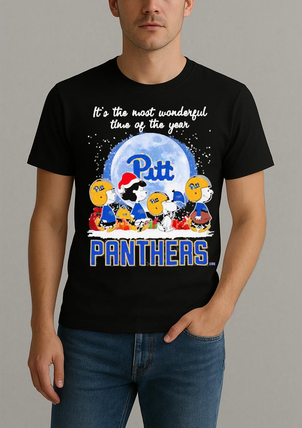 Its The Most Wonderful Time Of The Years Peanuts Characters X Pittsburgh Panthers Merry Christmas T Shirt by Bino Shirt – Custom Graphic T-Shirt