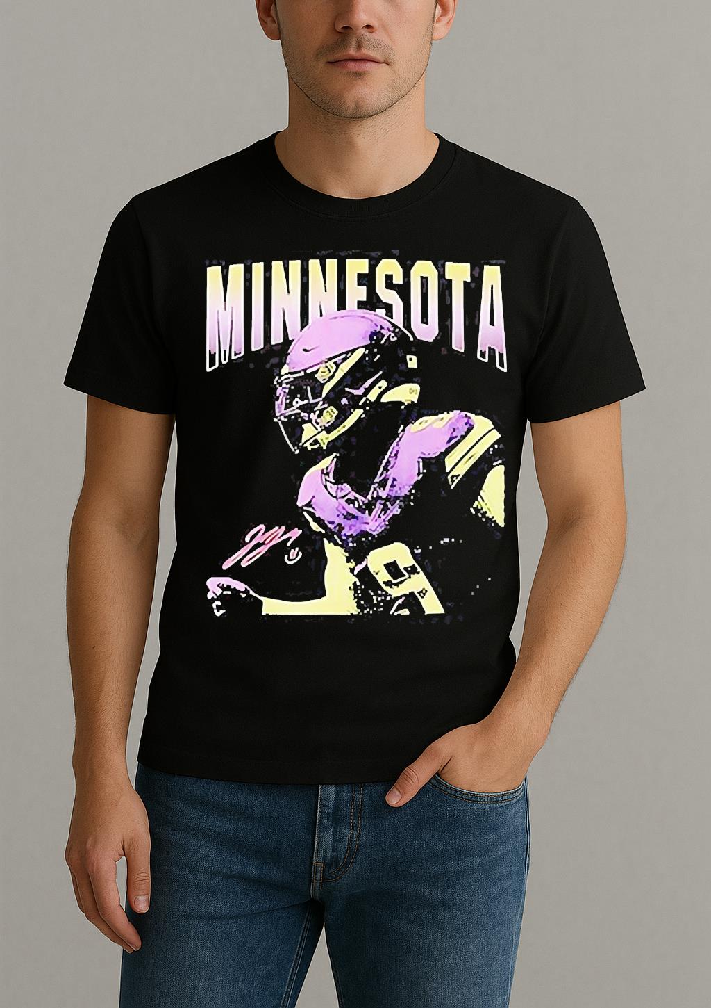 J J Mccarthy Minnesota Vikings Football Signature Shirt by Bino Shirt – Custom Graphic T-Shirt