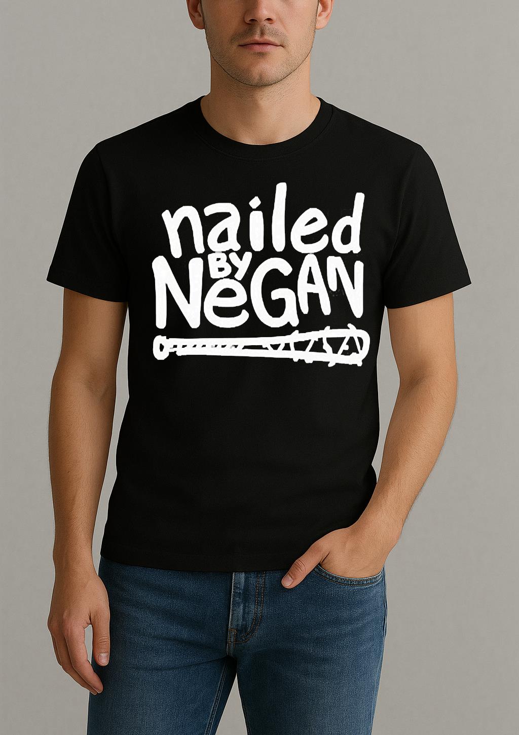 Jeffrey Dean Morgan Wearing Nailed By Negan Shirt by Bino Shirt – Custom Graphic T-Shirt