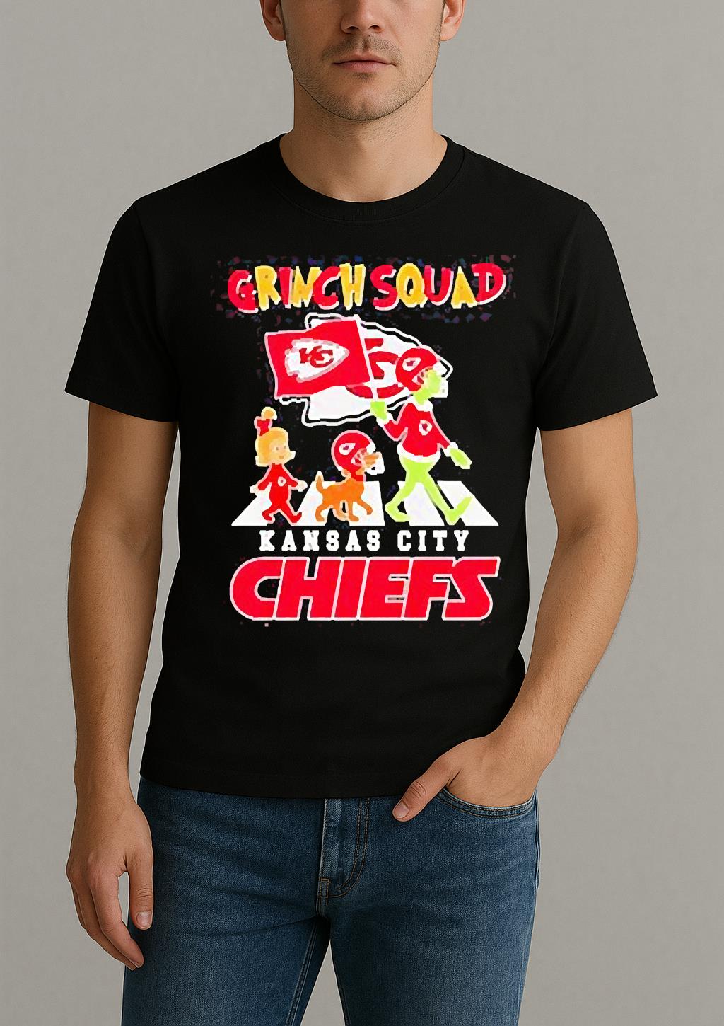Kansas City Chiefs Grinch Squad Abbey Road T Shirt by Bino Shirt – Custom Graphic T-Shirt