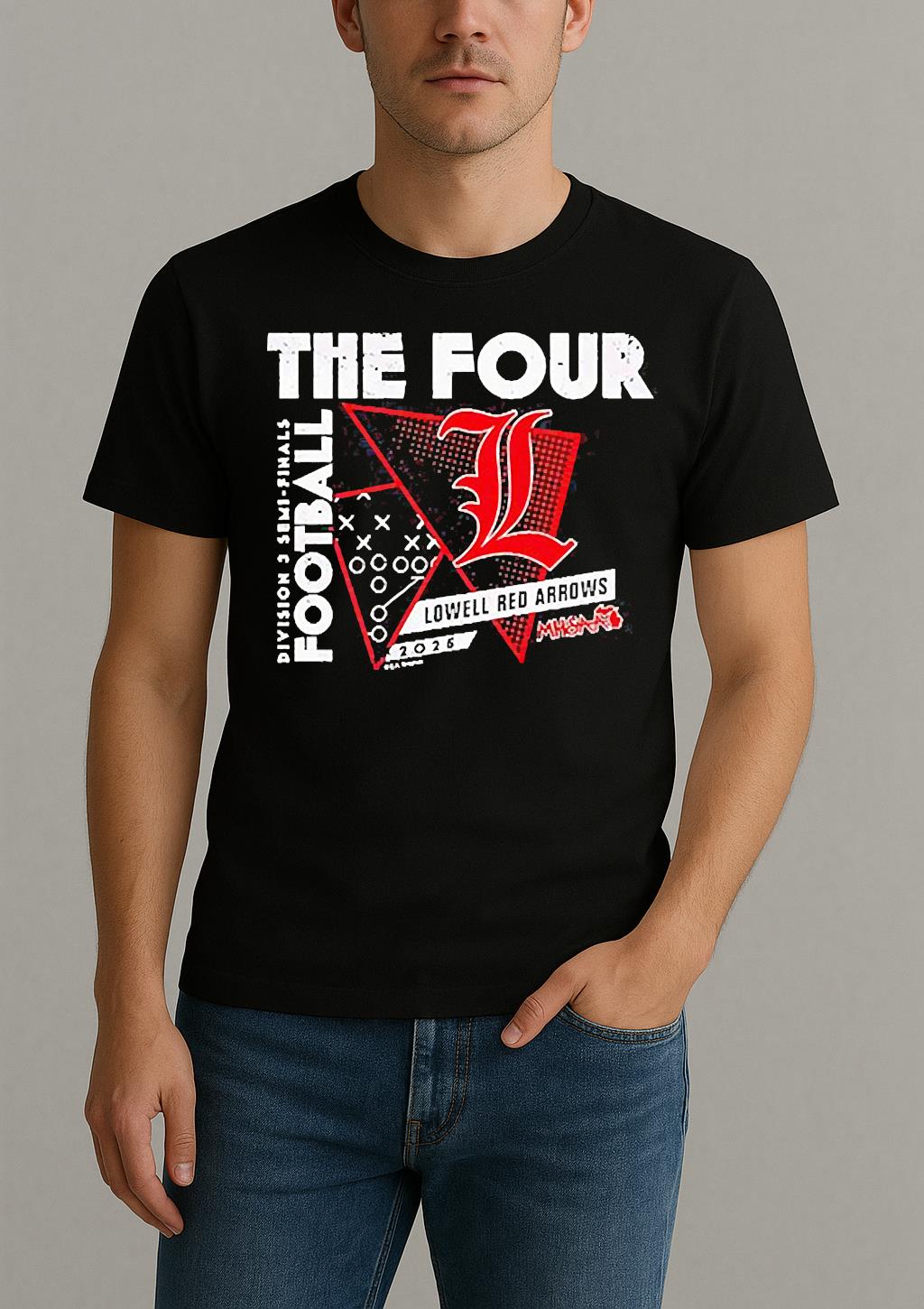 Lowell Red Arrows The Four 2025 Mhsaa Football D3 Finals Shirt by Bino Shirt – Custom Graphic T-Shirt