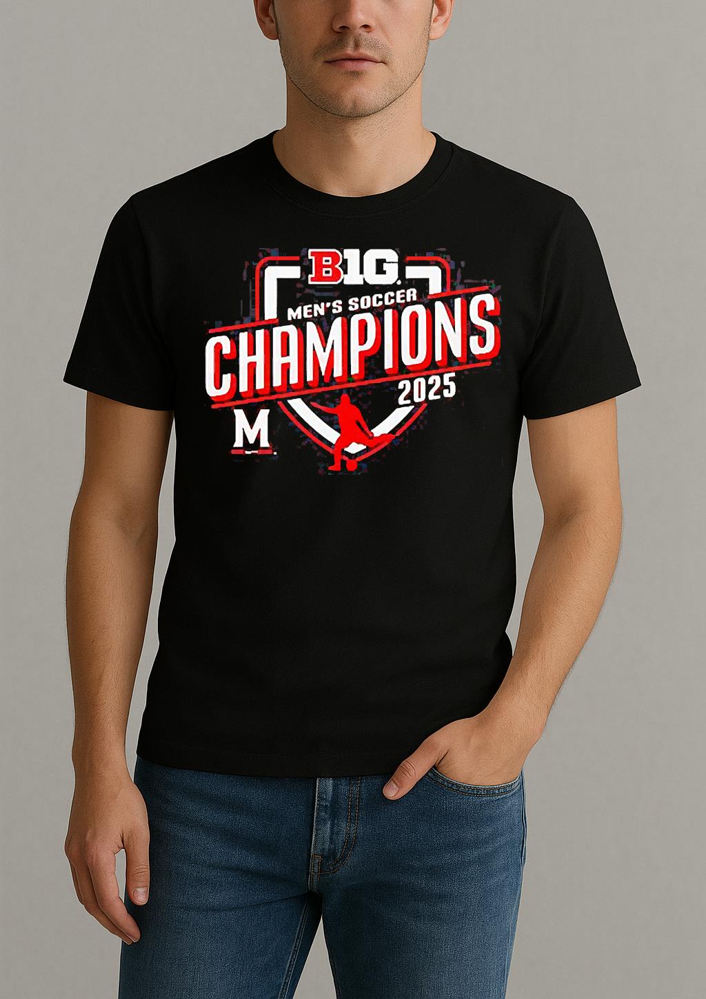 Maryland Terrapins 2025 Big Ten Mens Soccer Regular Season Champions Shirt by Bino Shirt – Custom Graphic T-Shirt