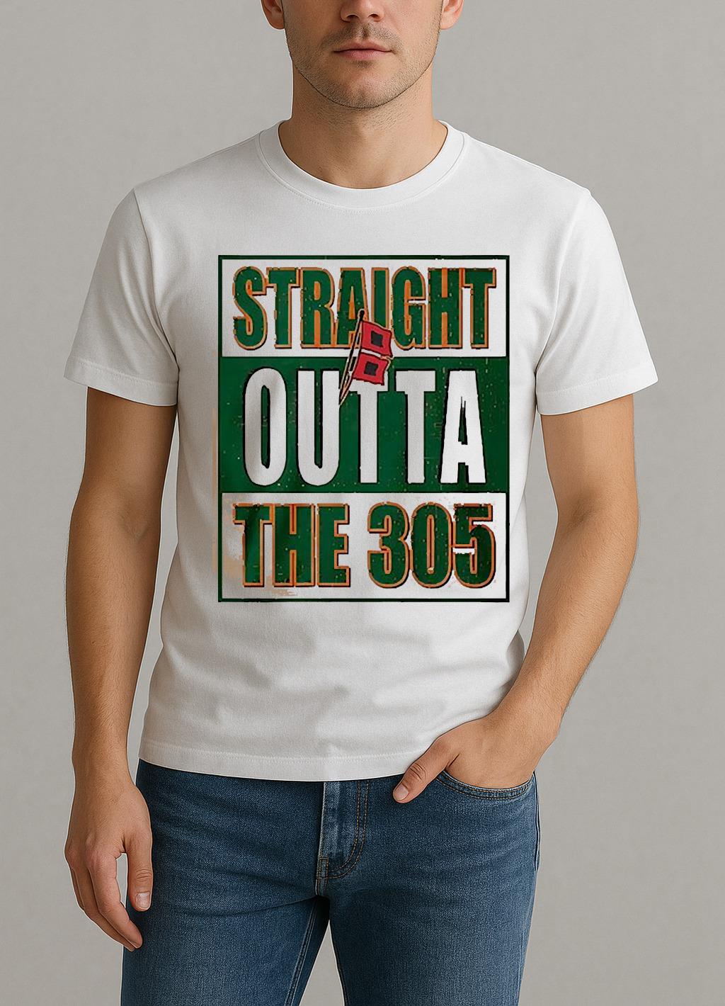 Miami Hurricanes Straight Outta The 305 Shirt by Bino Shirt – Custom Graphic T-Shirt