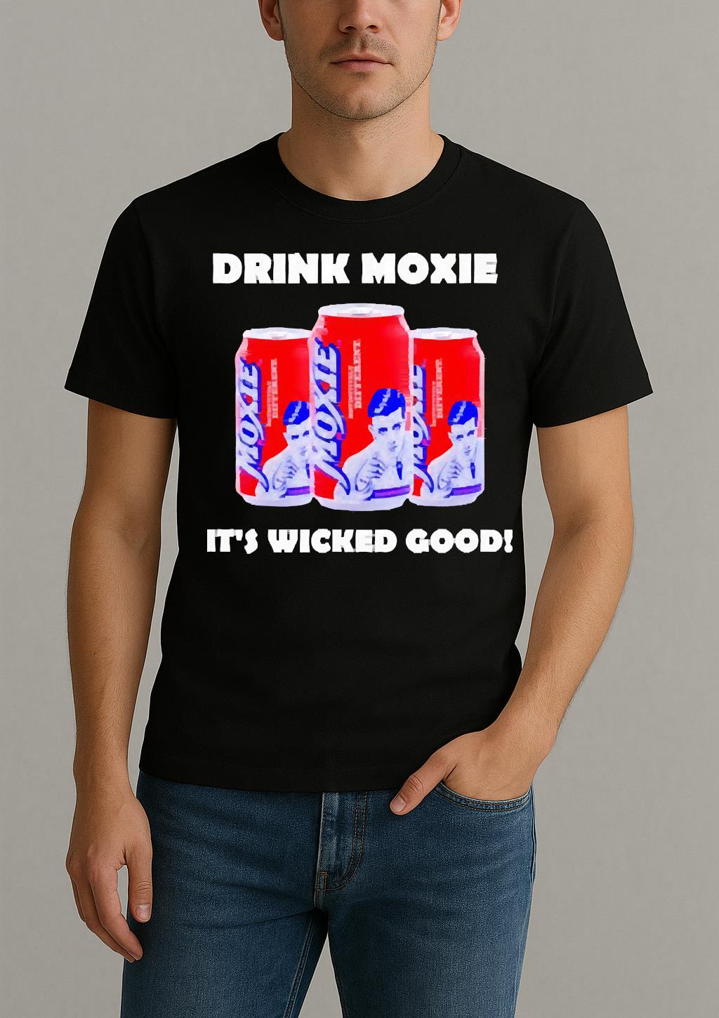 Official Drink Moxie Its Wicked Good Shirt by Bino Shirt – Custom Graphic T-Shirt