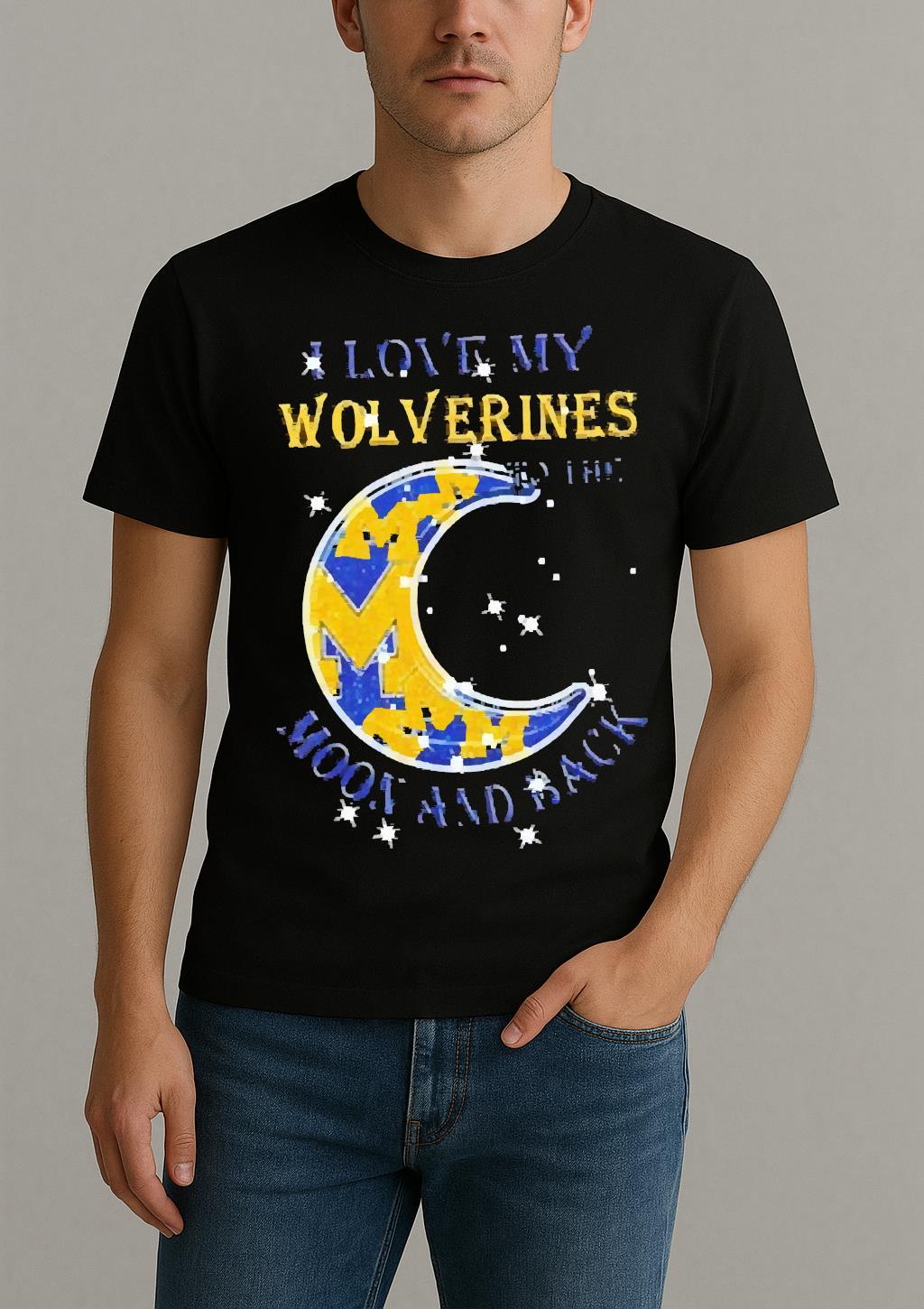 Official I Love My Michigan Wolverines To The Moon And Back Shirt by Bino Shirt – Custom Graphic T-Shirt