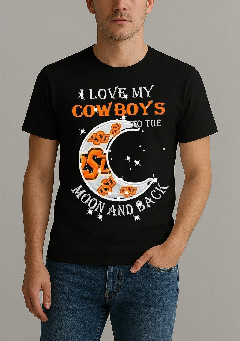 Official I Love My Oklahoma State Cowboys To The Moon And Back Shirt by Bino Shirt – Custom Graphic T-Shirt