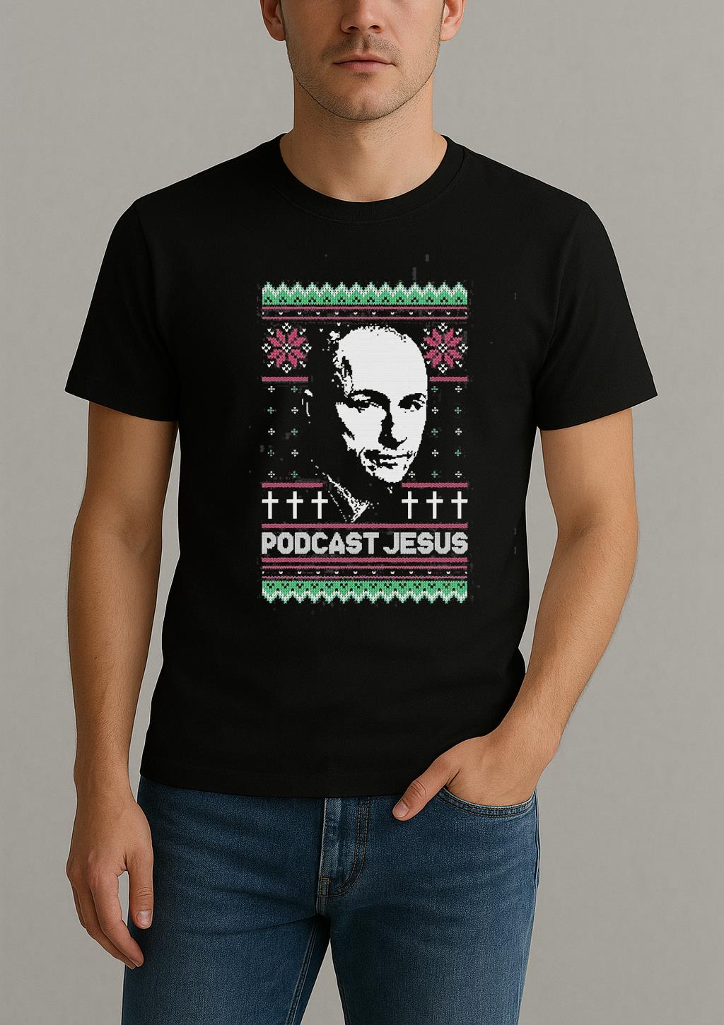 Podcast Jesus Ugly Sweater Xmas Shirt Jesus Christmas 2025 Tee by Bino Shirt – Custom Graphic T-Shirt