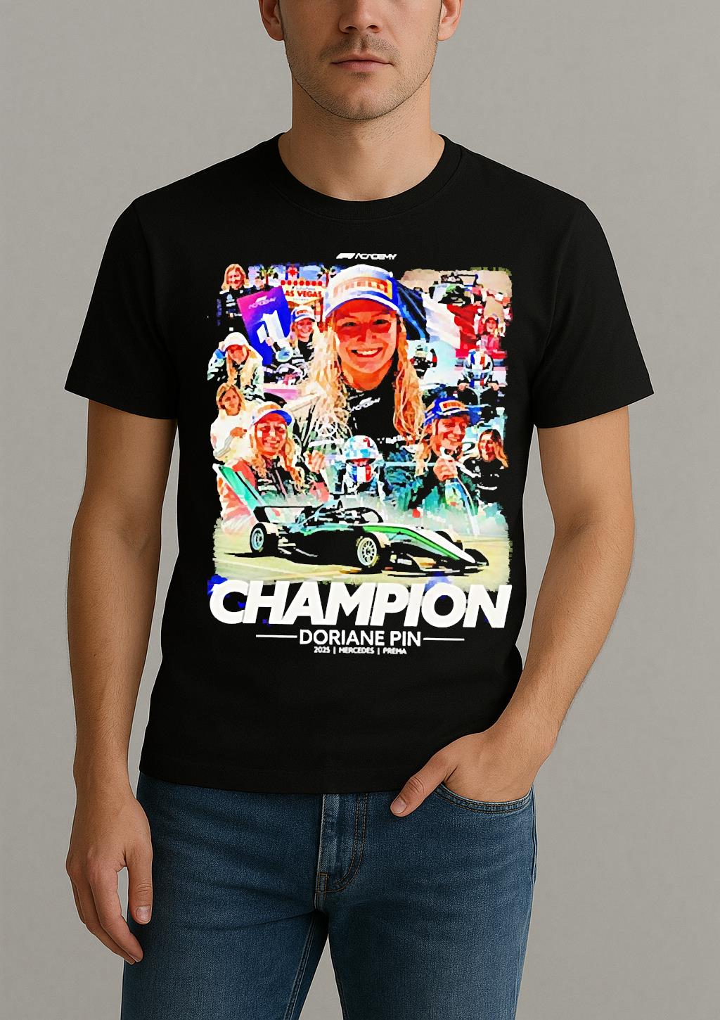 Premium Doriane Pin 2025 F1 Academy Champions T Shirts Sweater Hoodie by Bino Shirt – Custom Graphic T-Shirt