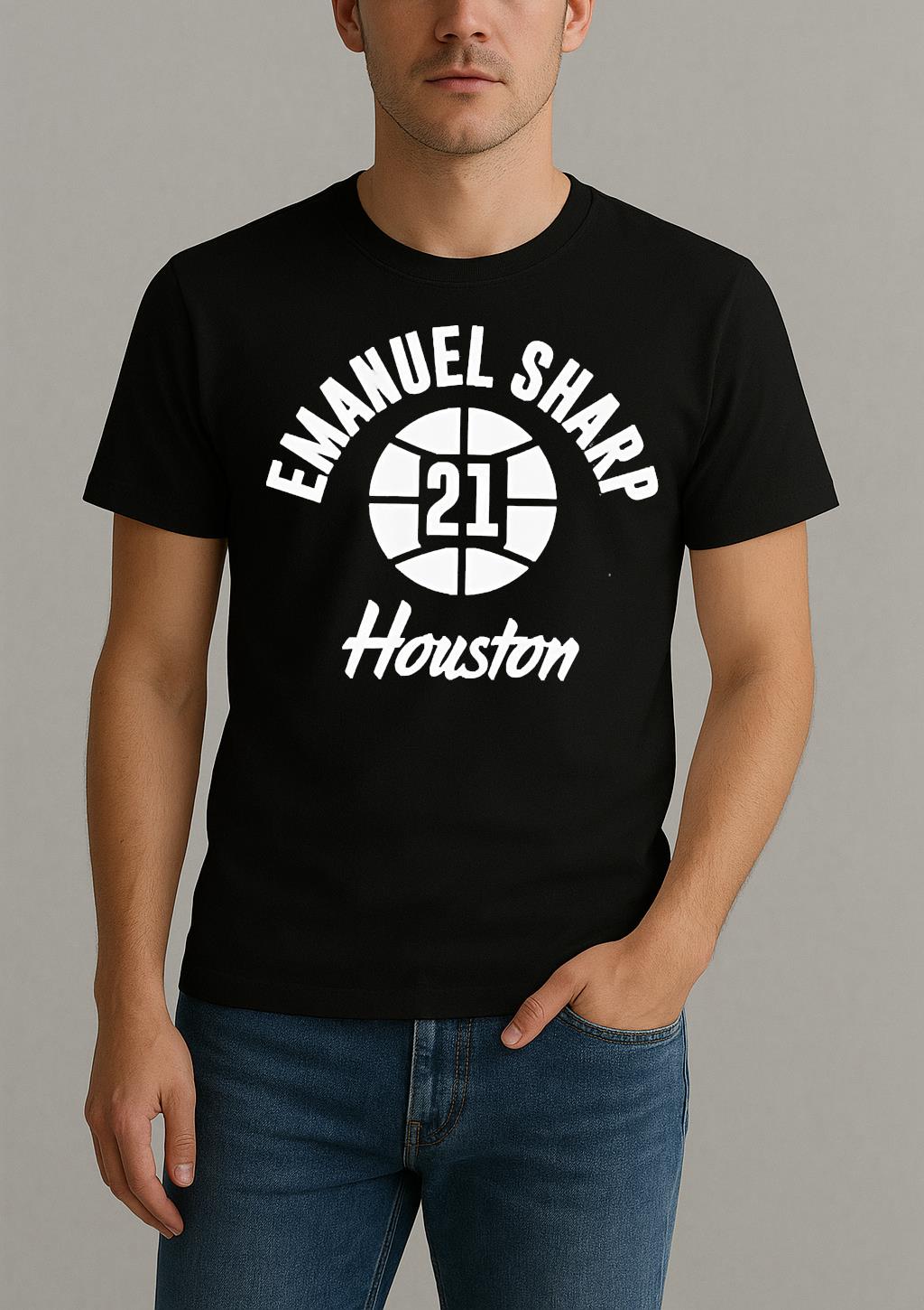 Premium Emanuel Sharp Houston Cougars Nba Name Number Ball T Shirts Sweater Hoodie by Bino Shirt – Custom Graphic T-Shirt