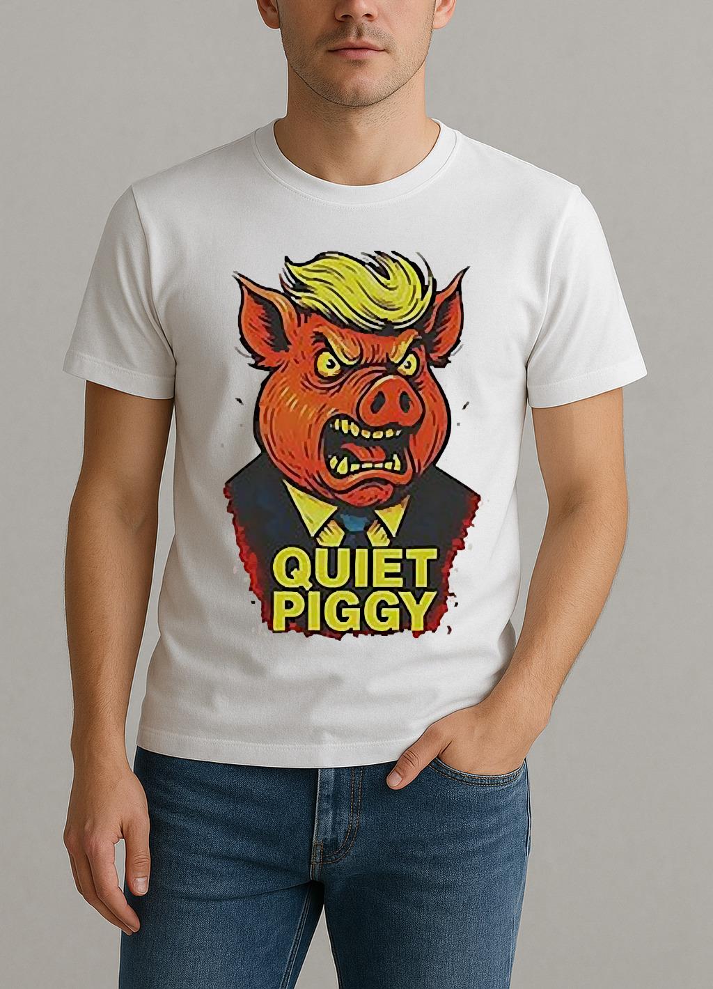 Quiet Piggy Pig Head Graphic Shirt by Bino Shirt – Custom Graphic T-Shirt