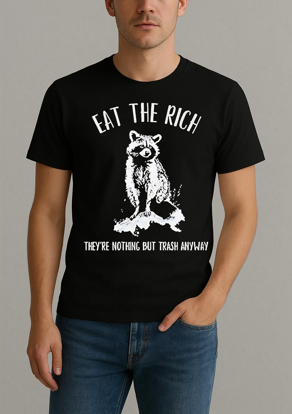 Raccoon Anti Corporate Leftist Anarchist Eat The Rich Shirt by Bino Shirt – Custom Graphic T-Shirt
