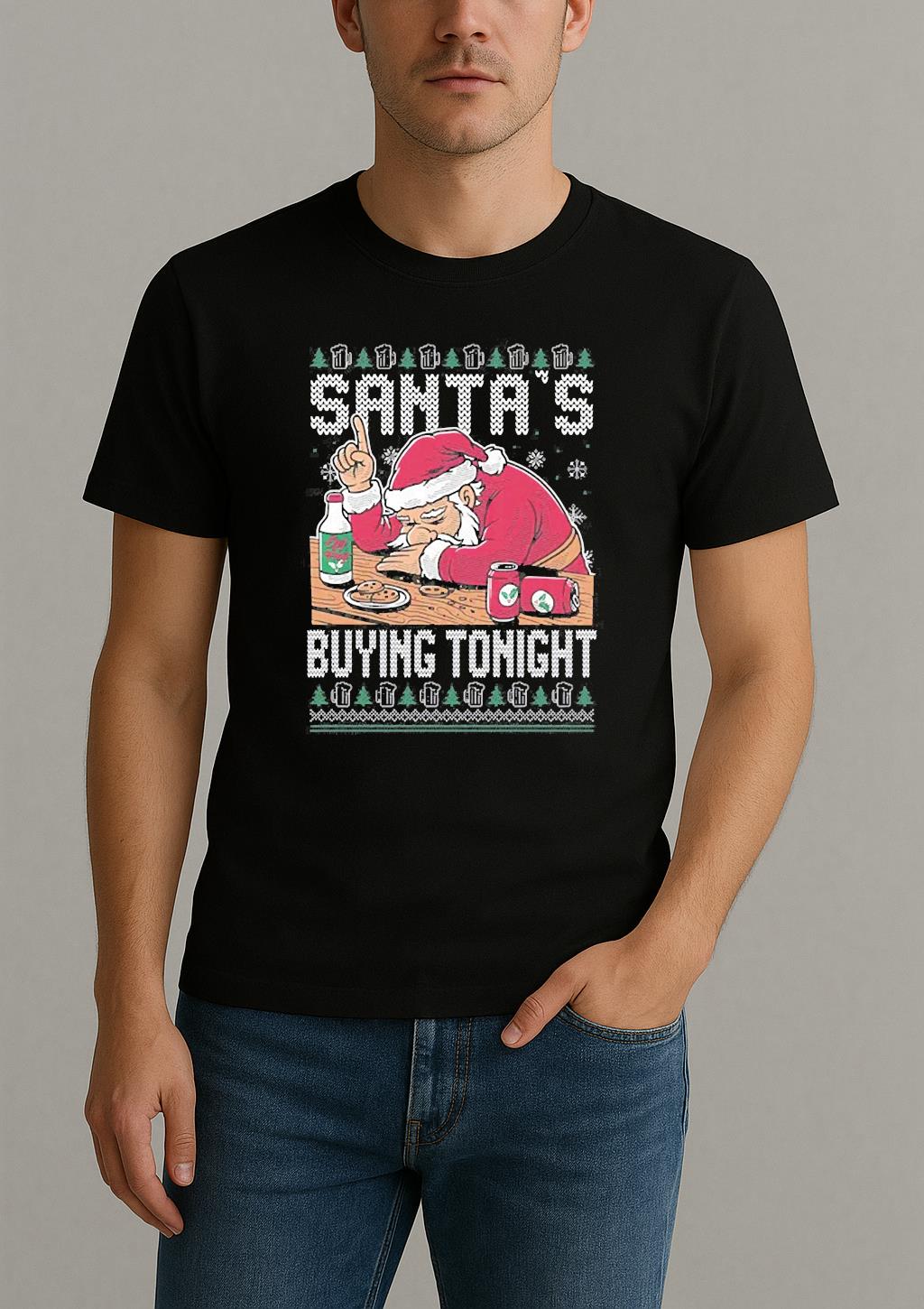Santas Buying Ugly Sweater Xmas Shirt Santa Christmas Tee by Bino Shirt – Custom Graphic T-Shirt