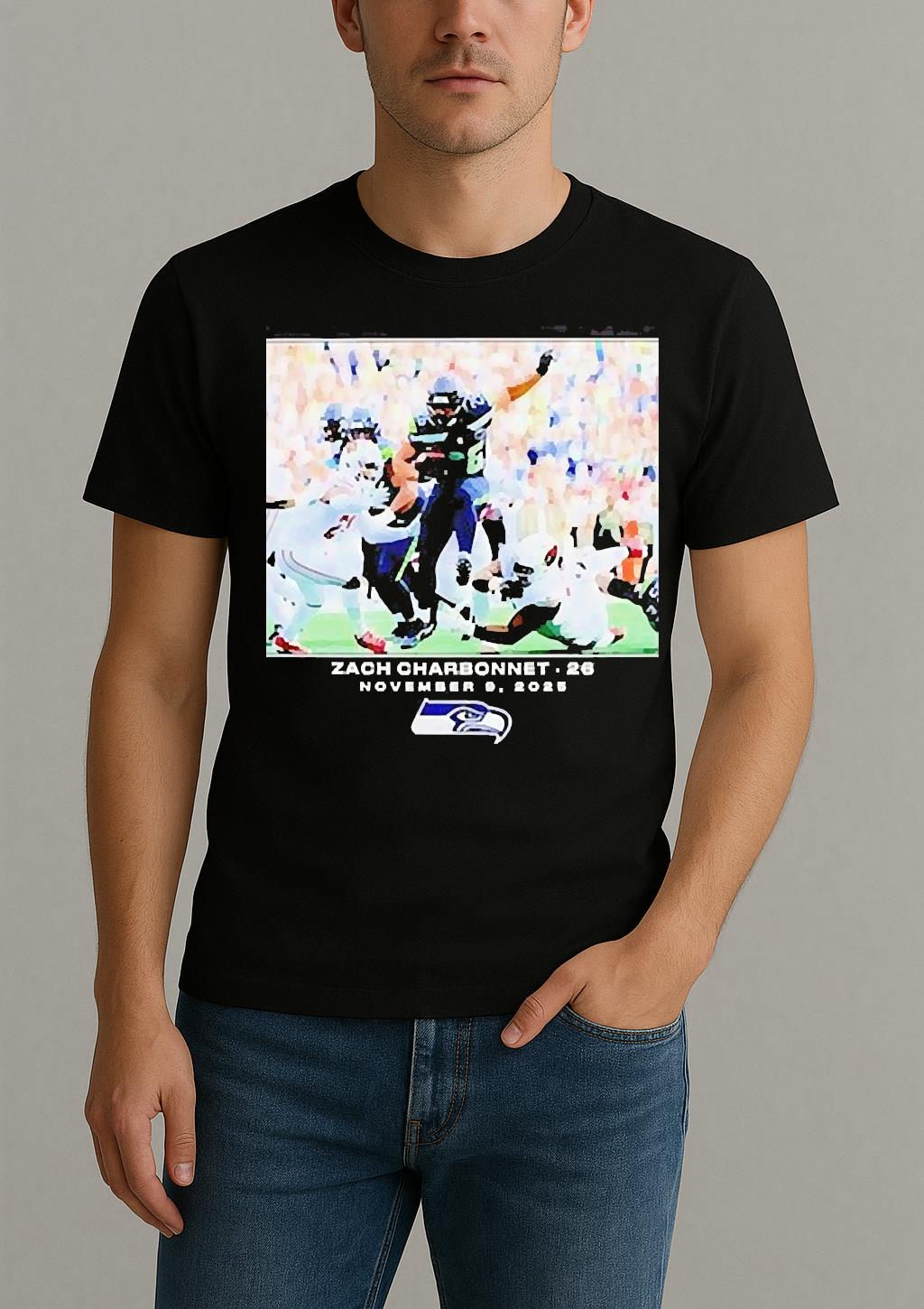 Seattle Seahawks Zach Charbonnet Nfl Flash Features Week 10 Shirt by Bino Shirt – Custom Graphic T-Shirt
