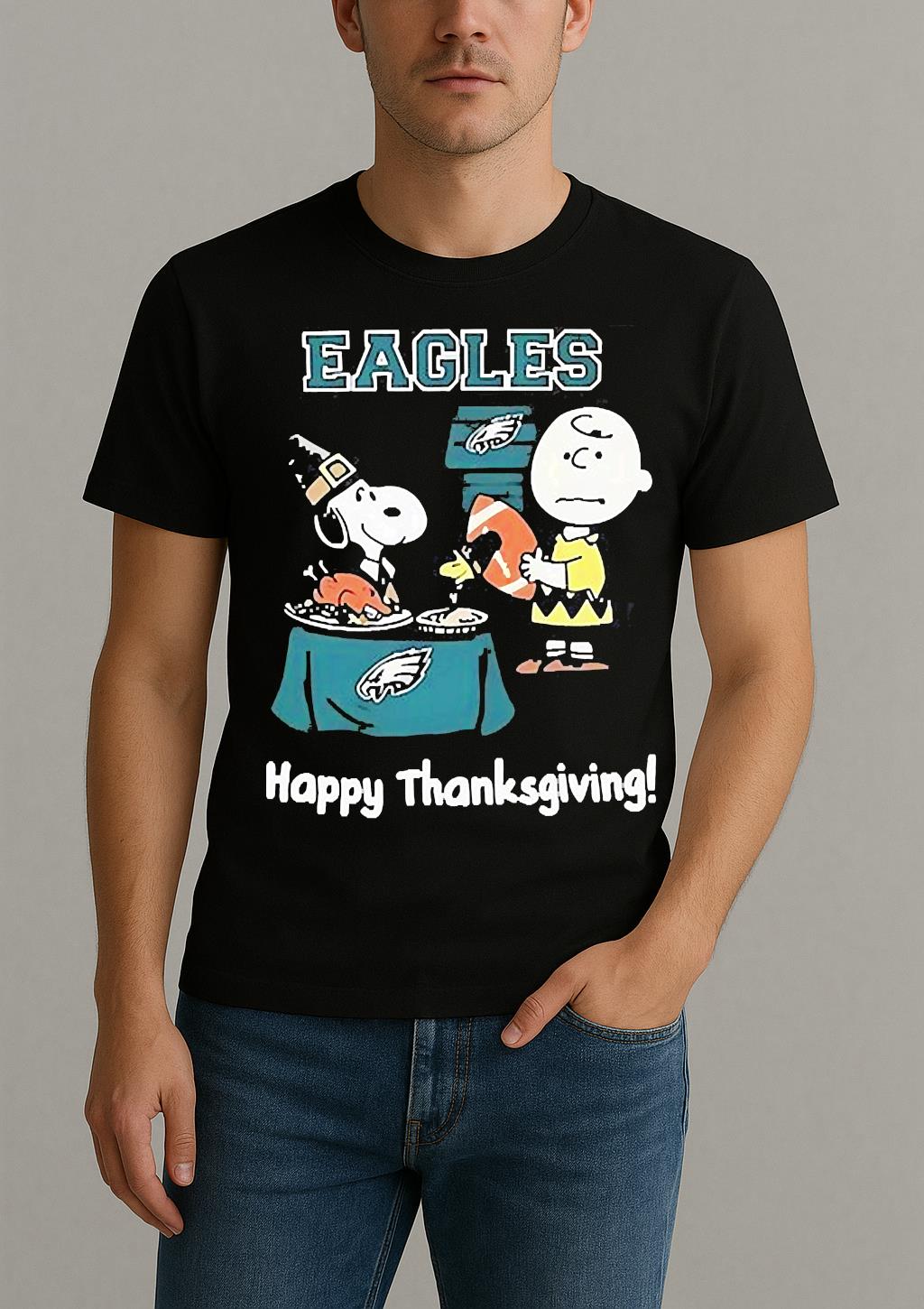 Snoopy And Charlie Brown X Philadelphia Eagles Football Happy Thanksgiving Shirt by Bino Shirt – Custom Graphic T-Shirt