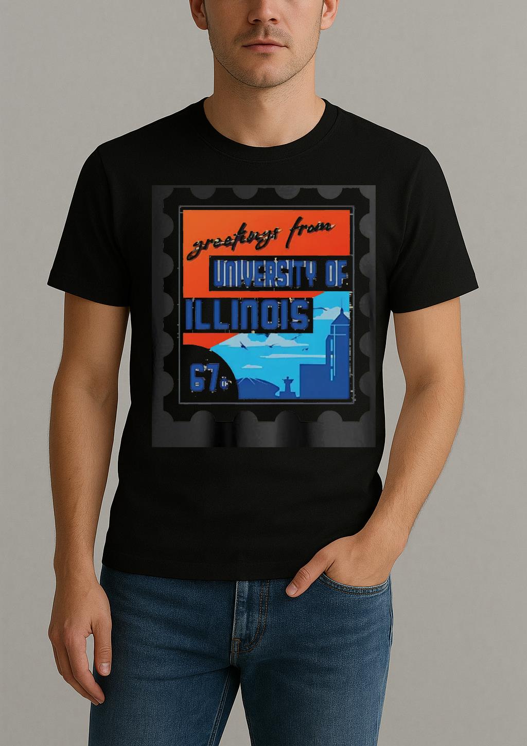 Stamp Greetings From University Of Illinois Premium Shirt by Bino Shirt – Custom Graphic T-Shirt