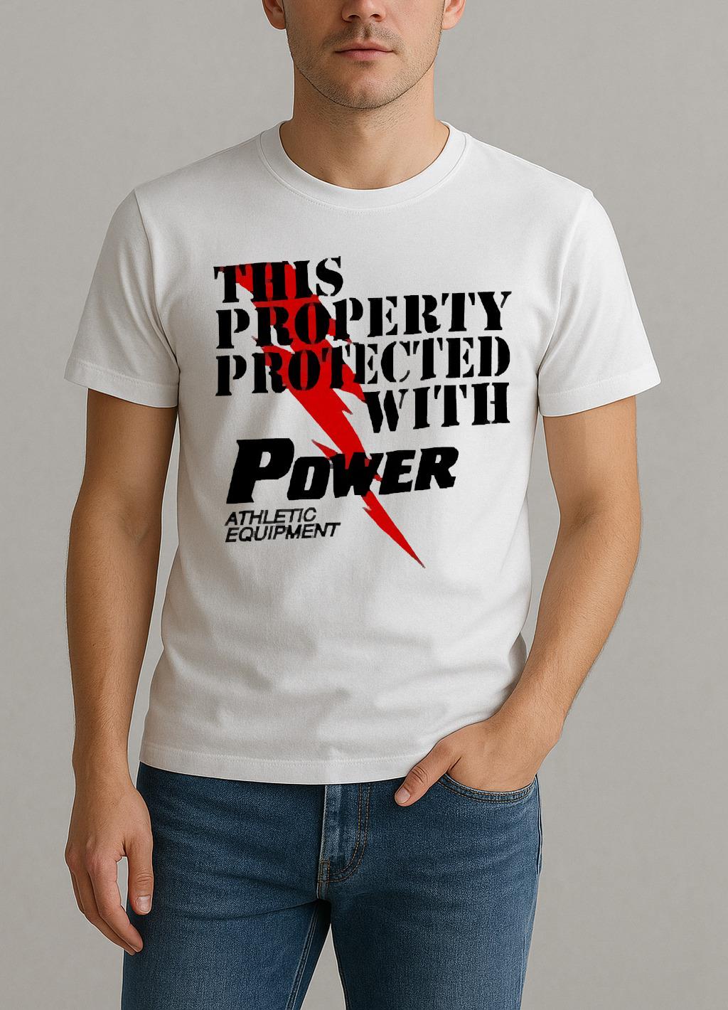 This Property Protected With Power Athletic Equipment Premium Shirt by Bino Shirt – Custom Graphic T-Shirt