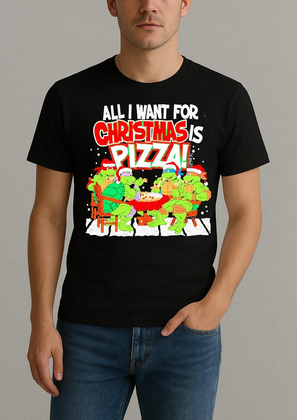 Tmnt All I Want For Christmas Is Pizza Premium Shirt by Bino Shirt – Custom Graphic T-Shirt