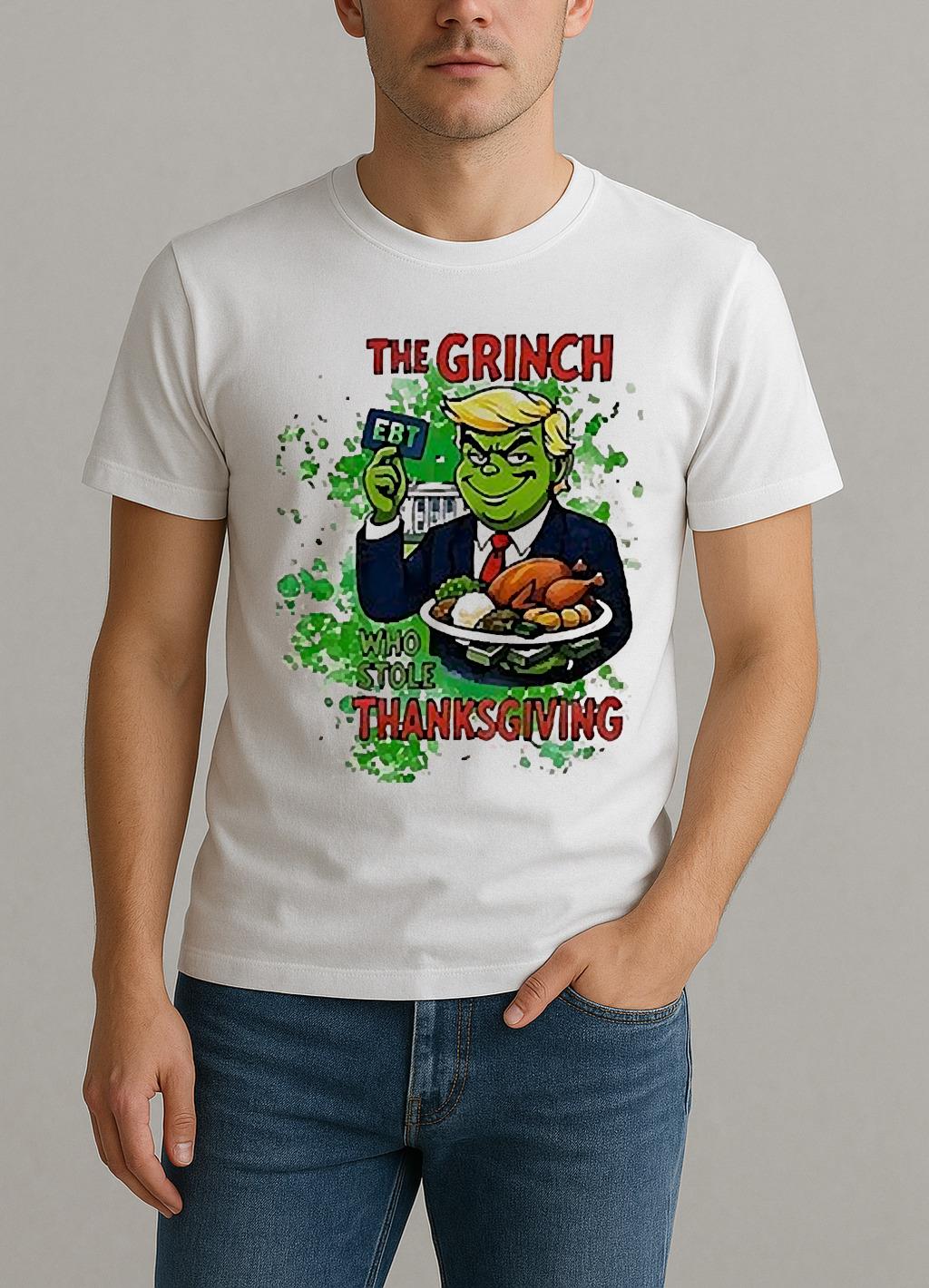 Trump X Grinch Who Stole Ebt Thanksgiving Government Shutdown 2025 Shirt by Bino Shirt – Custom Graphic T-Shirt