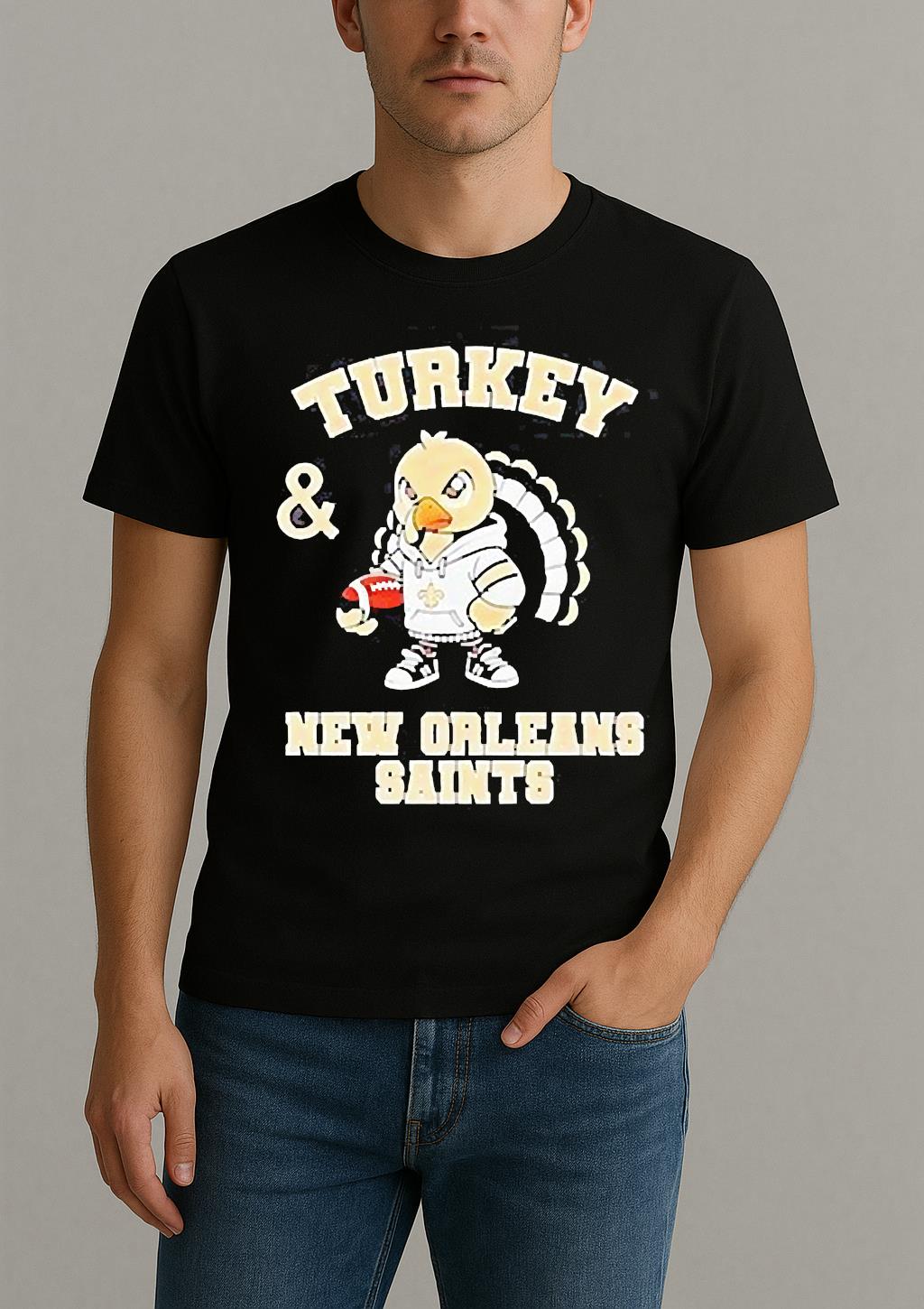 Turkey And New Orleans Saints Football Nfl Happy Thanksgiving Shirt by Bino Shirt – Custom Graphic T-Shirt