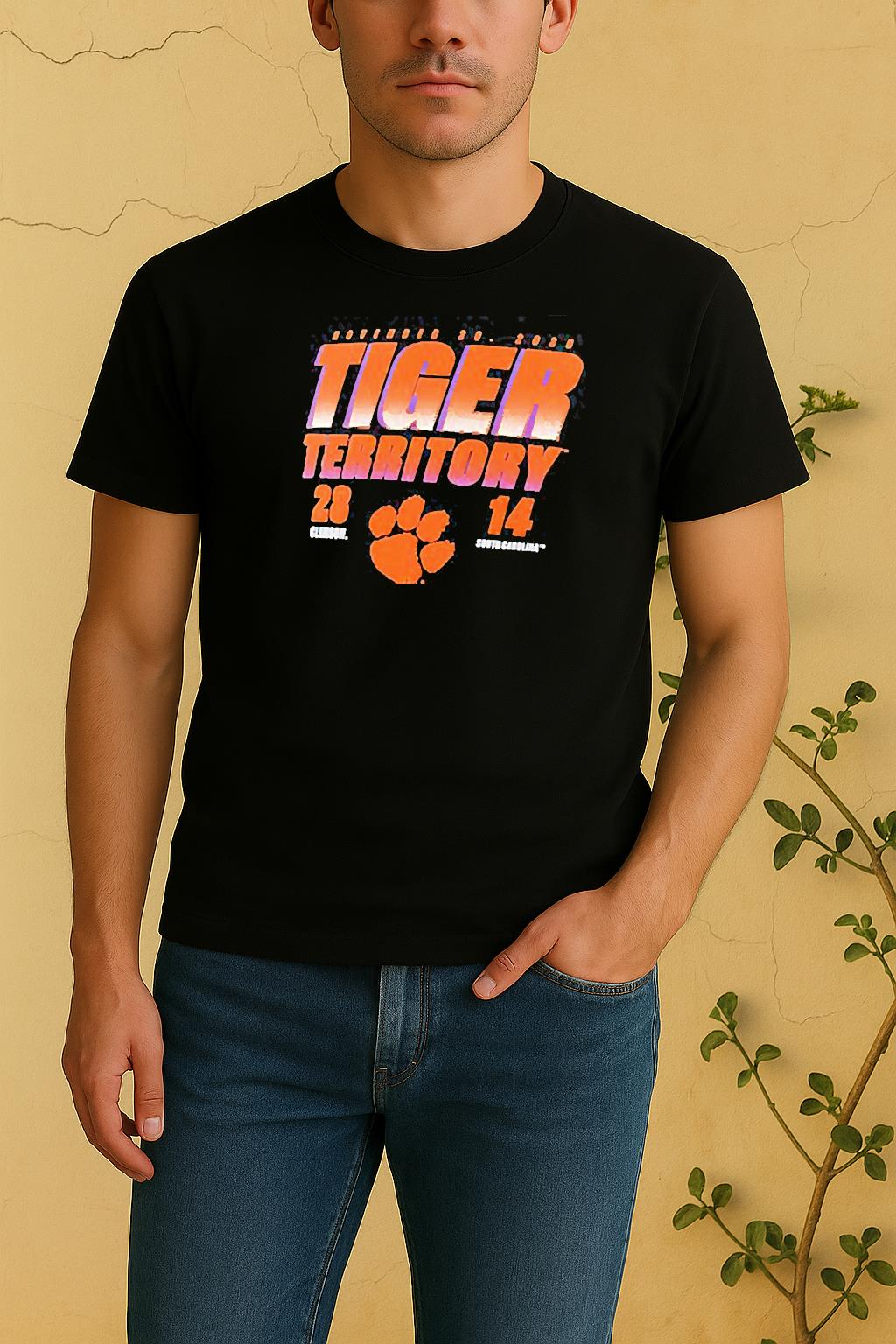 Clemson Tigers Vs South Carolina Gamecocks 2025 Tiger Territory Score 28 14 Shirt by Bino Shirt – Custom Graphic T-Shirt
