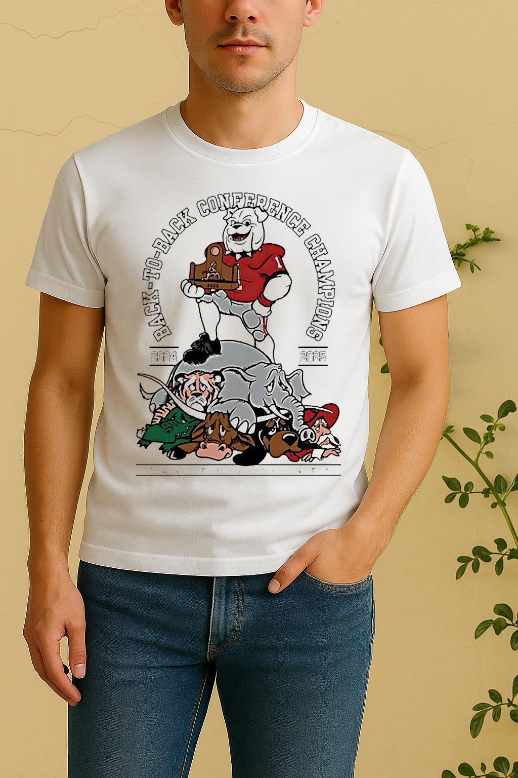 Geogria Bulldogs Back To Back Conference Champions 2024 2025 Shirt by Bino Shirt – Custom Graphic T-Shirt