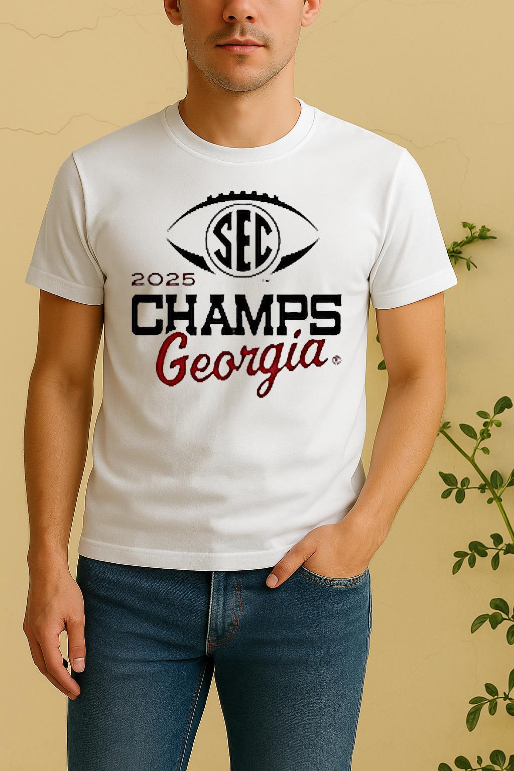 Georgia Bulldogs 2025 Sec Football Champions Logo Shirt by Bino Shirt – Custom Graphic T-Shirt