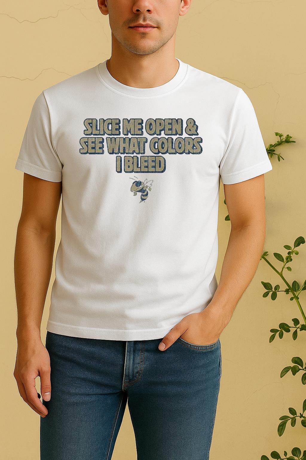 Georgia Tech Yellow Jackets See What Colors I Bleed Shirt by Bino Shirt – Custom Graphic T-Shirt