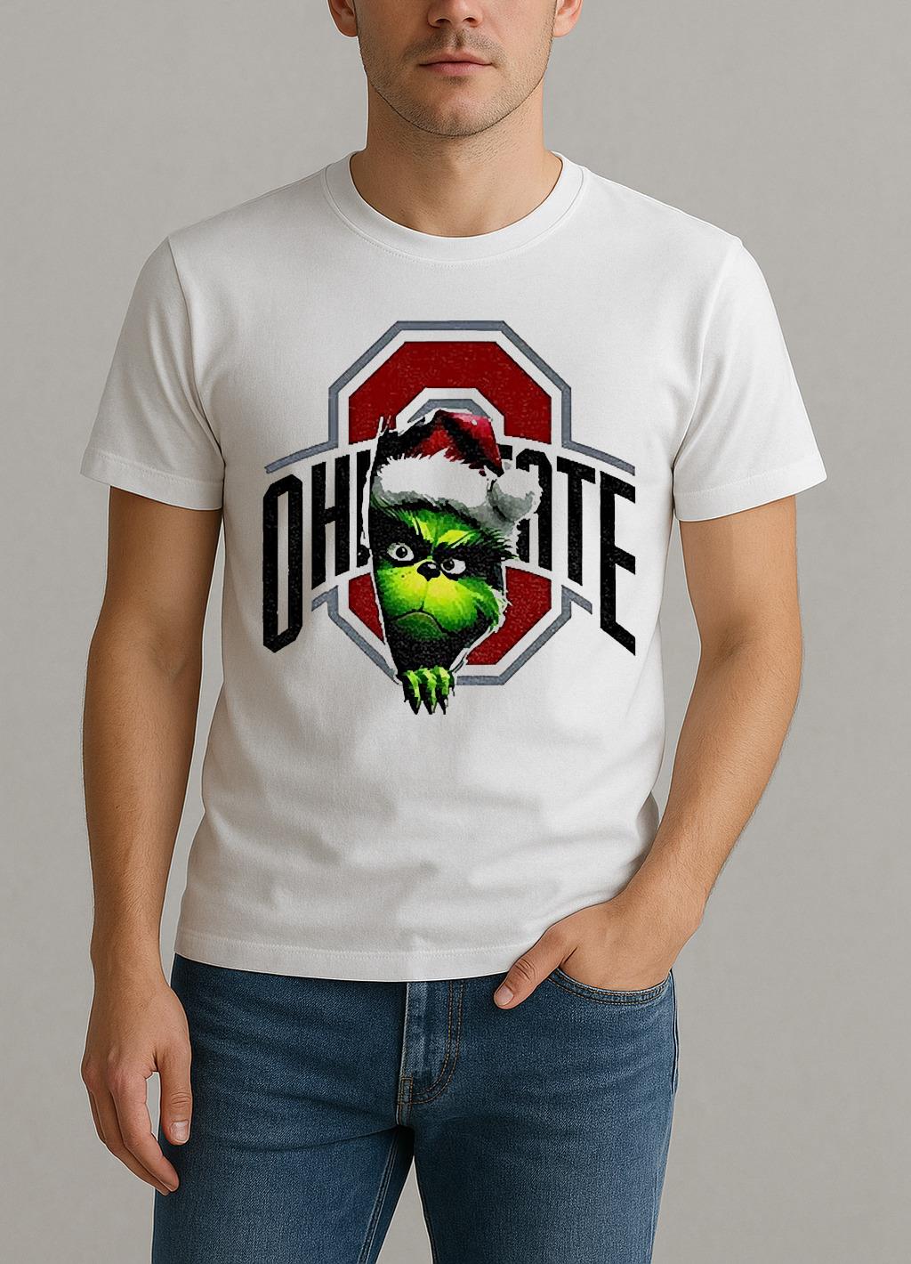 Grinch Santa Hat Ohio State Buckeyes Football Nfl 2025 Shirt by Bino Shirt – Custom Graphic T-Shirt