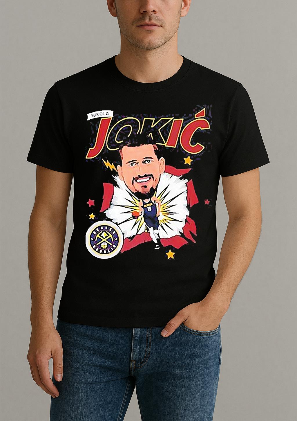 Nikola Jokic Denver Nuggets Caricature 25 Shirt by Bino Shirt – Custom Graphic T-Shirt
