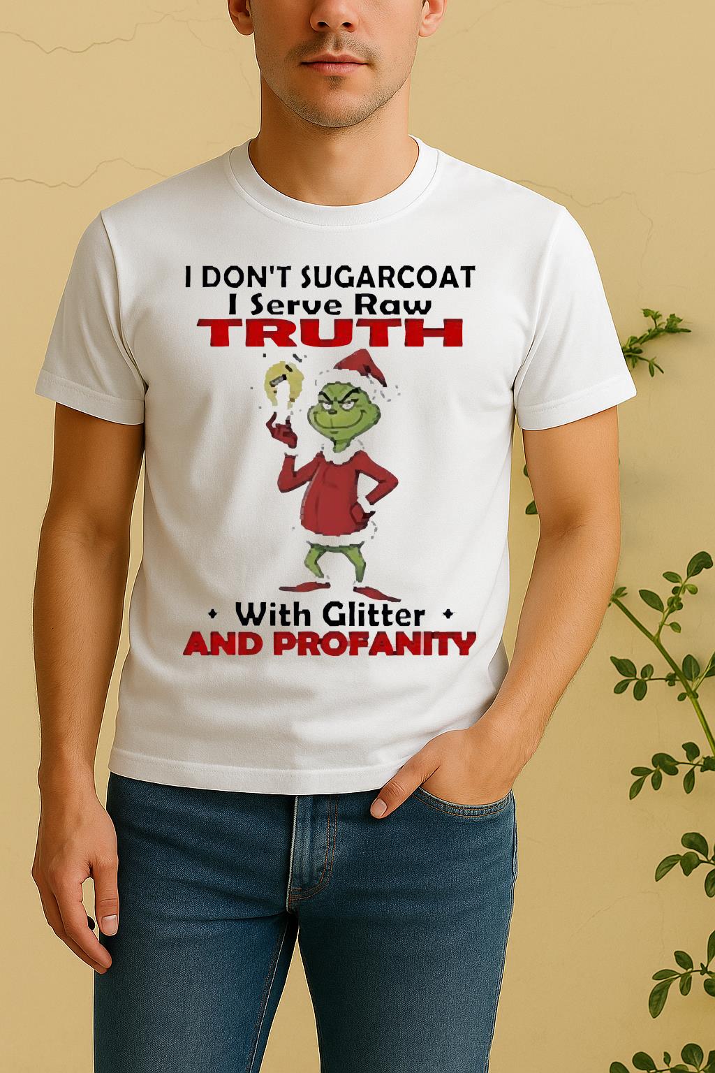 Official Grinch I Dont Sugarcoat I Serve Raw Ruth With Glitter Christmas Shirt by Bino Shirt – Custom Graphic T-Shirt