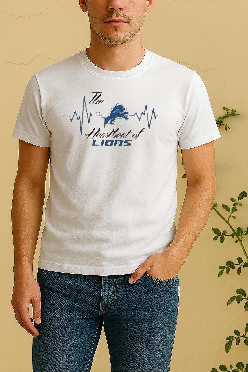Official The Heartbeat Of Lions Detroit Lions Shirt by Bino Shirt – Custom Graphic T-Shirt