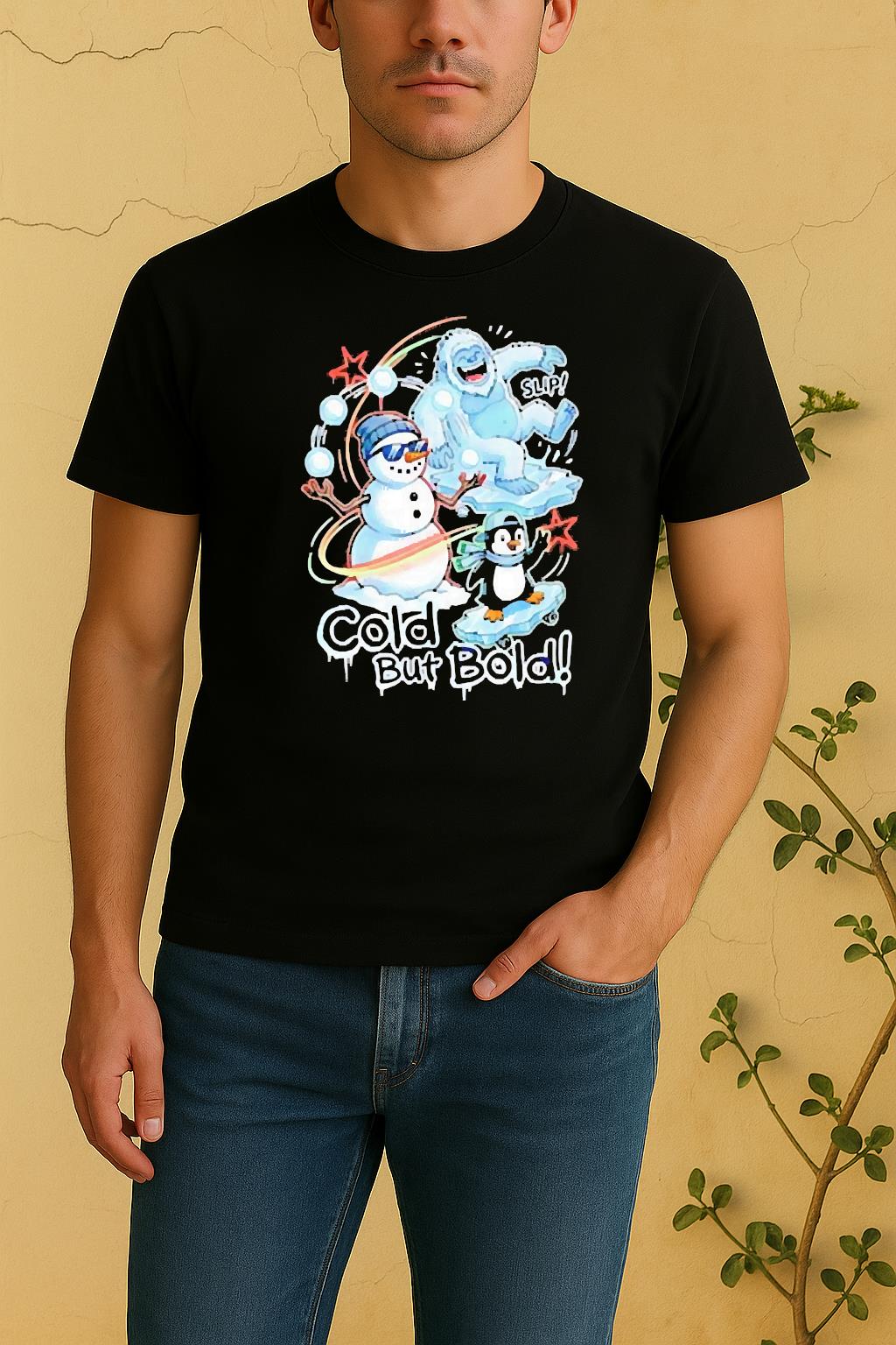 Officials Cold But Bold Funny Snowman Yeti And Penguin Urban Christmas Shirt by Bino Shirt – Custom Graphic T-Shirt