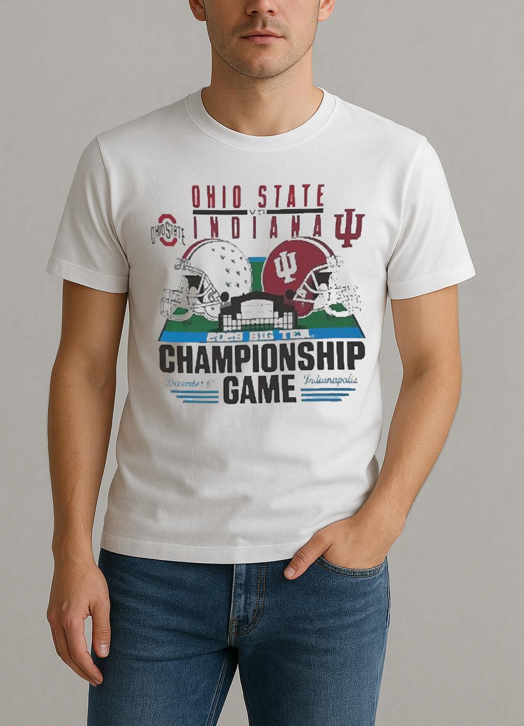 Officials Ohio State Buckeyes Vs Indiana Hoosiers Big Ten 2025 Football Championship Game Helmet Shirt by Bino Shirt – Custom Graphic T-Shirt