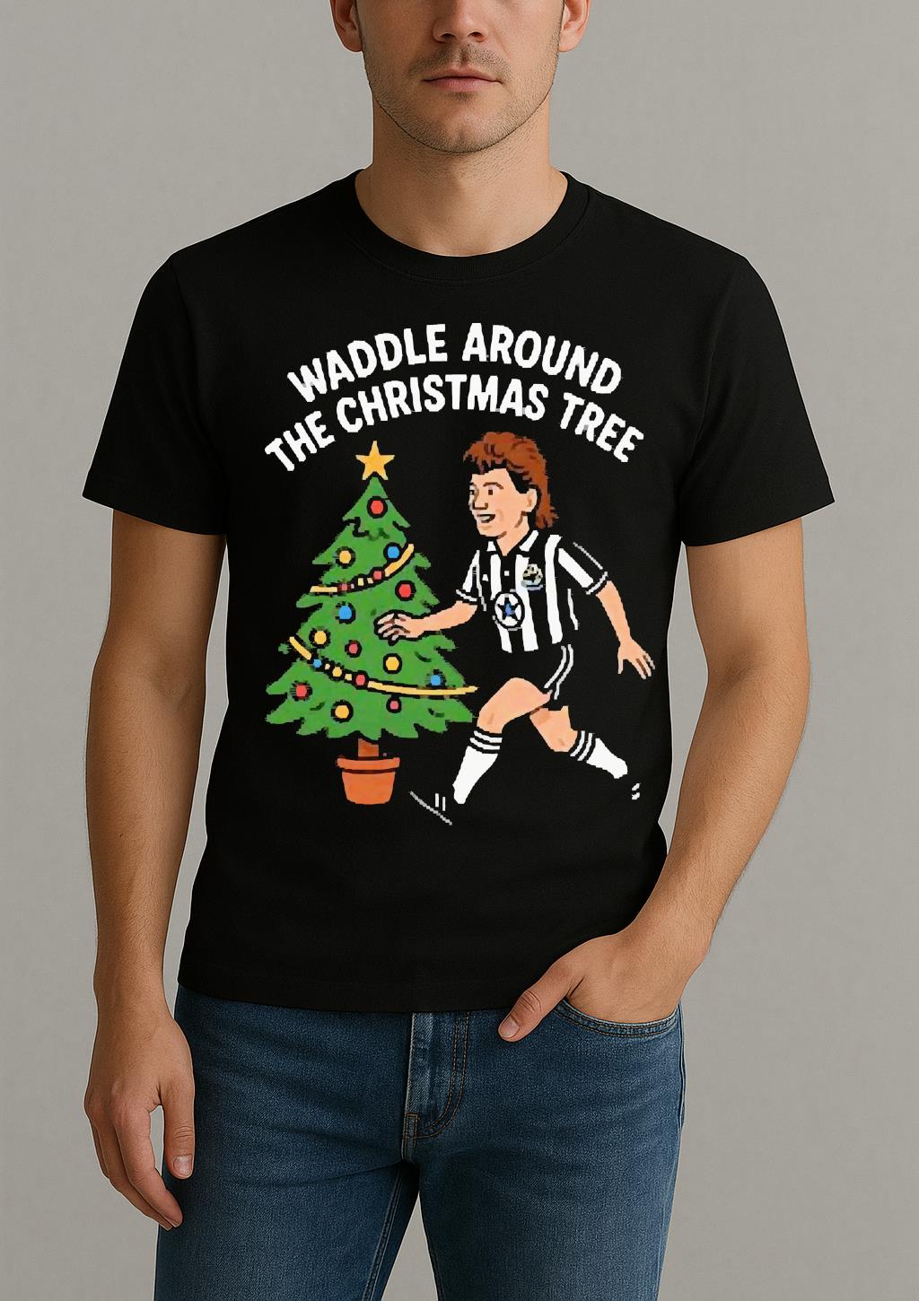 Officials Waddle Around The Christmas Tree Newcastle Circle Black Shirt by Bino Shirt – Custom Graphic T-Shirt