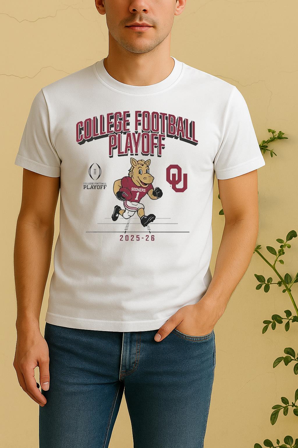 Oklahoma 2025 Cfp Mascoshirt Oklahoma Football Tee by Bino Shirt – Custom Graphic T-Shirt