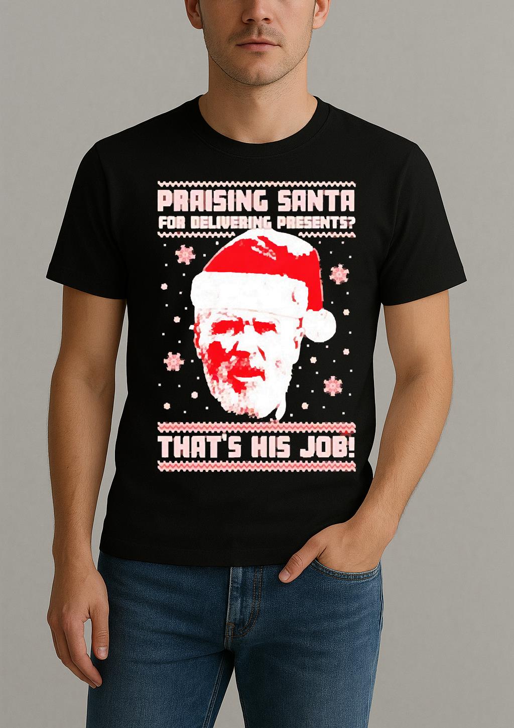 Roy Keane Santa Hat Praising Santa For Delivering Presents Thats His Job Christmas Premium Shirt by Bino Shirt – Custom Graphic T-Shirt