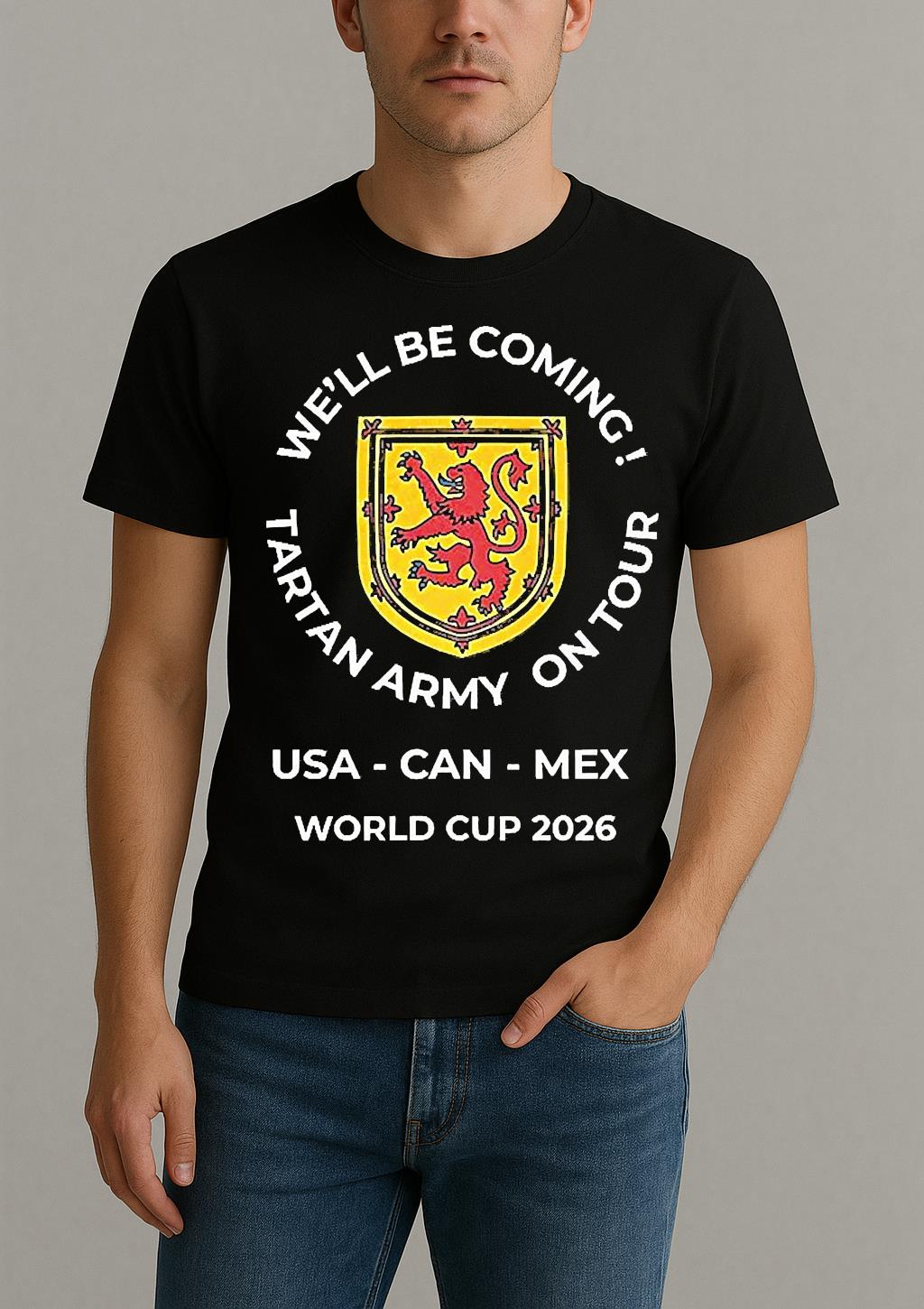Scottish Football Well Be Coming Tartan Army On Tour World Cup 2026 Shirt by Bino Shirt – Custom Graphic T-Shirt
