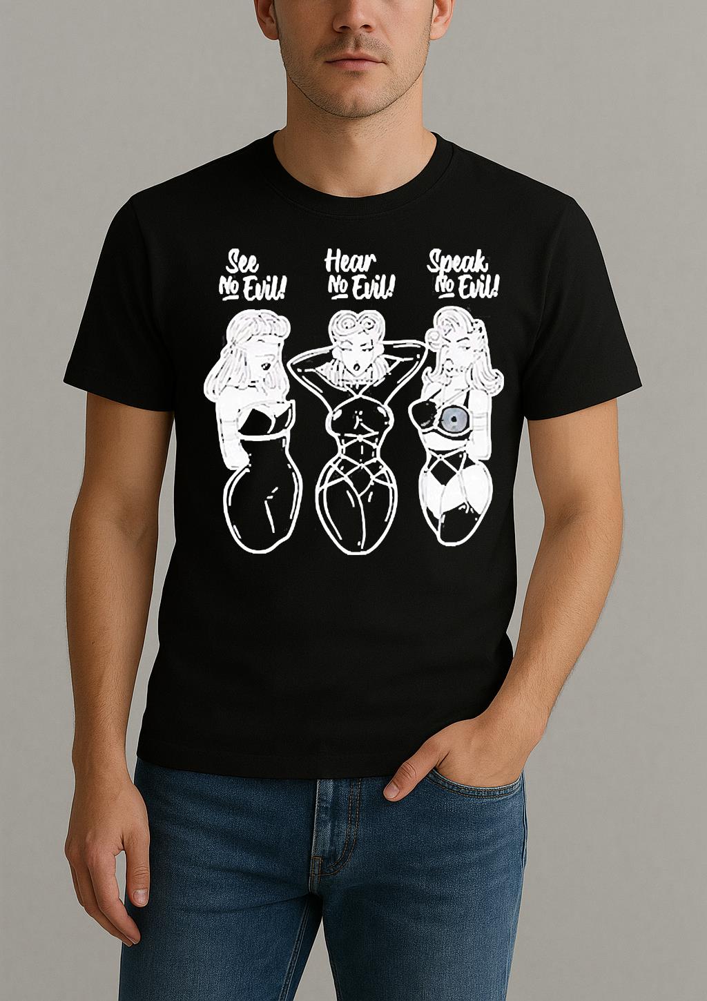 See No Evil Hear No Evil Speak No Evil Lady Girls Shirt by Bino Shirt – Custom Graphic T-Shirt