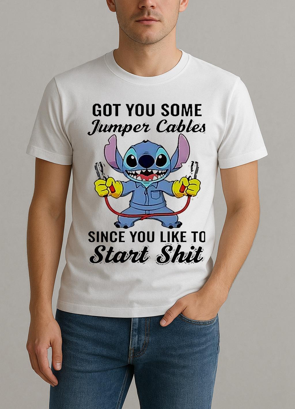 Stitch Got You Some Jumper Cables Since You Like To Start Shishirt Edgeclean by Bino Shirt – Custom Graphic T-Shirt